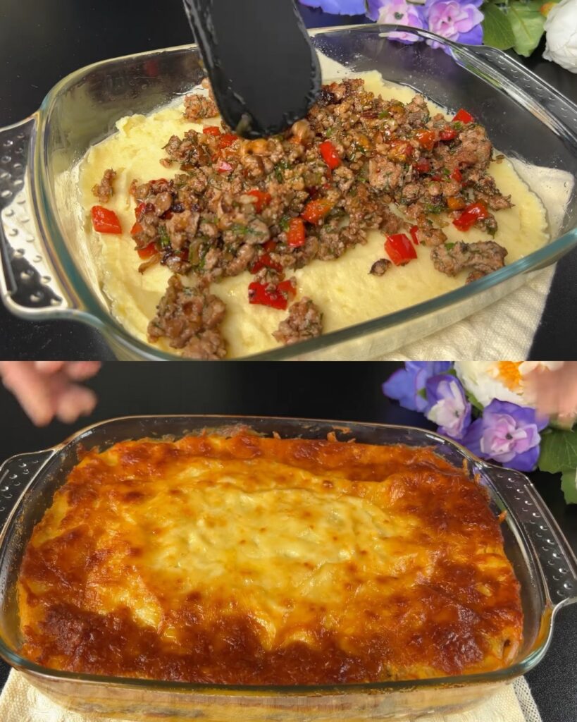Savory Stuffed Potato and Meat Pie