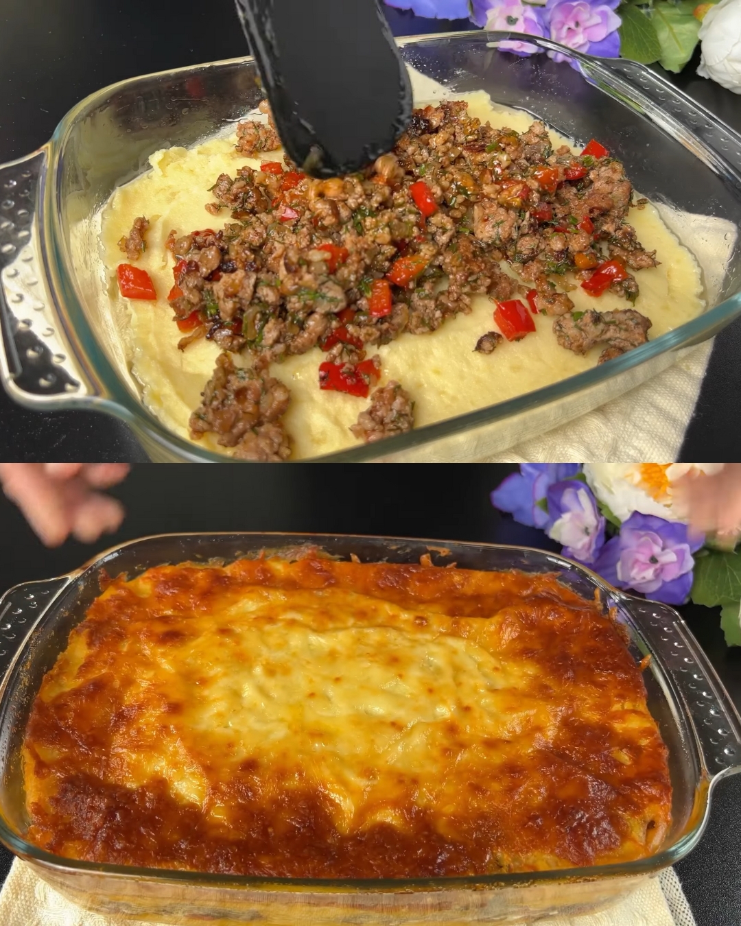 Savory Stuffed Potato and Meat Pie