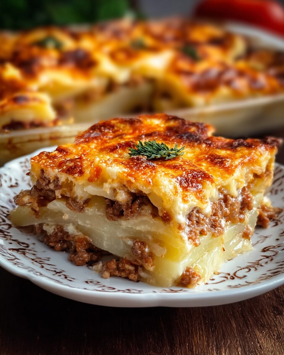 Cheesy Layered Potato and Ground Meat Bake