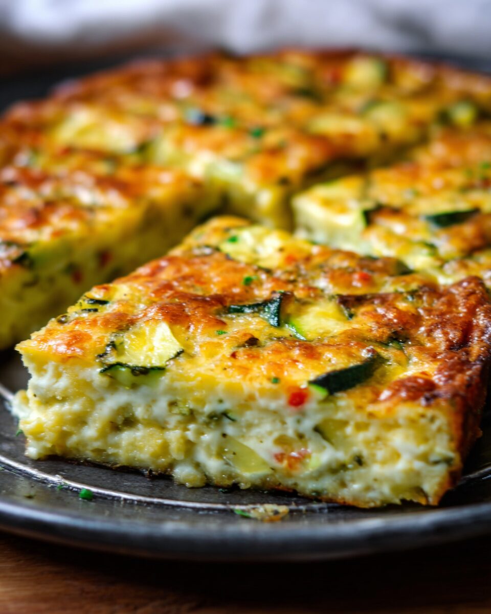 Baked Vegetable and Cheese Frittata with Garlic Cream Topping