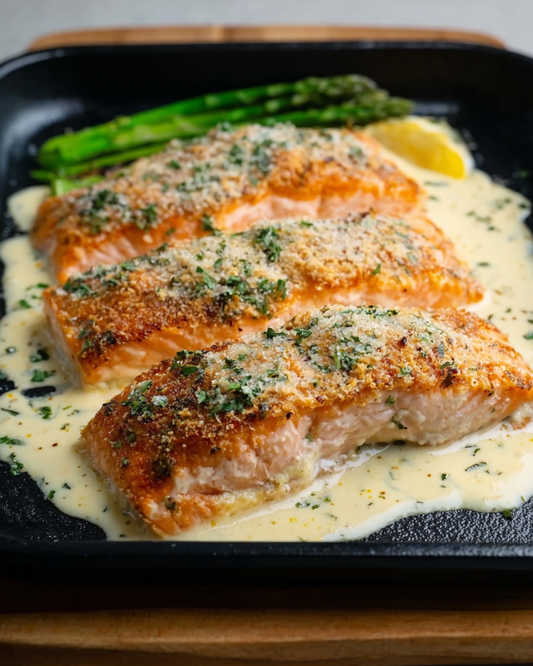 Salmon with Parmesan Cream Sauce