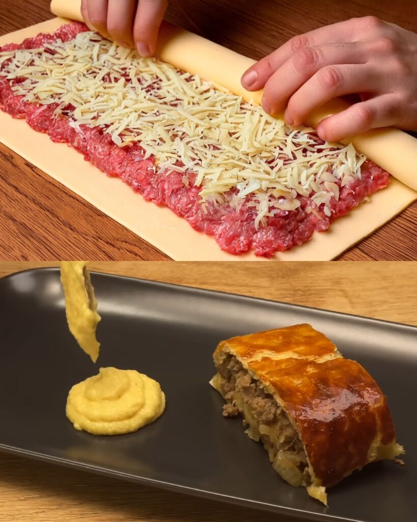 Savory-Sweet Minced Meat and Apple Puff Pastry Bake