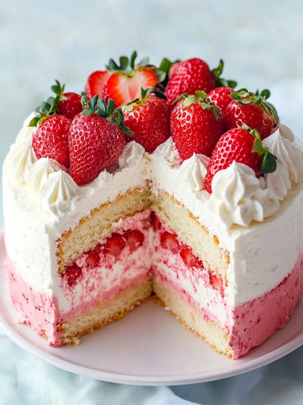 Indulge in Strawberries and Cream Cheesecake Cake Bliss 4 Strawberries and Cream Cheesecake Cake