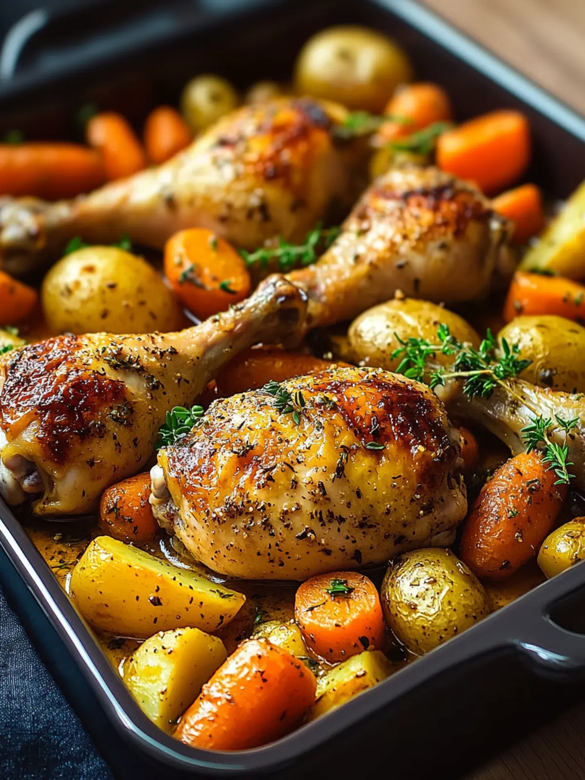 Oven Roasted Chicken Legs with Baby Potatoes and Carrots Magic 4 Oven Roasted Chicken Legs with Baby Potatoes and Carrots in Garlic Herb Sauce