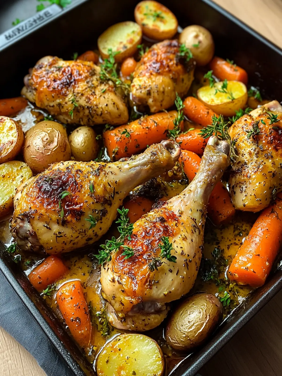 Oven Roasted Chicken Legs with Baby Potatoes and Carrots Magic 2 Oven Roasted Chicken Legs with Baby Potatoes and Carrots in Garlic Herb Sauce