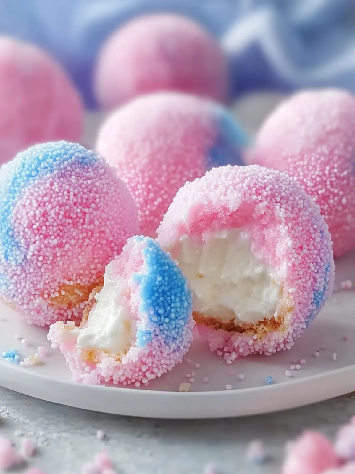 Crispy Cotton Candy Cheesecake Bombs