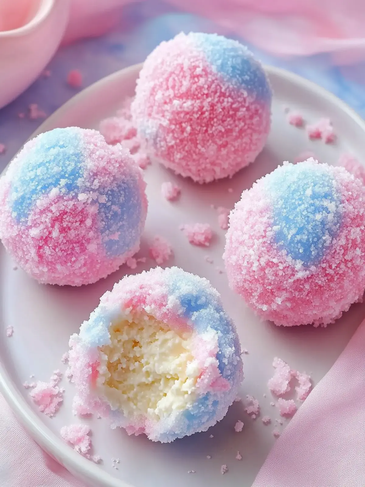 Crispy Cotton Candy Cheesecake Bombs