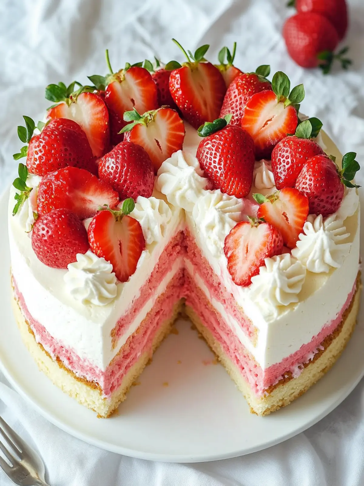 Indulge in Strawberries and Cream Cheesecake Cake Bliss 5 Strawberries and Cream Cheesecake Cake