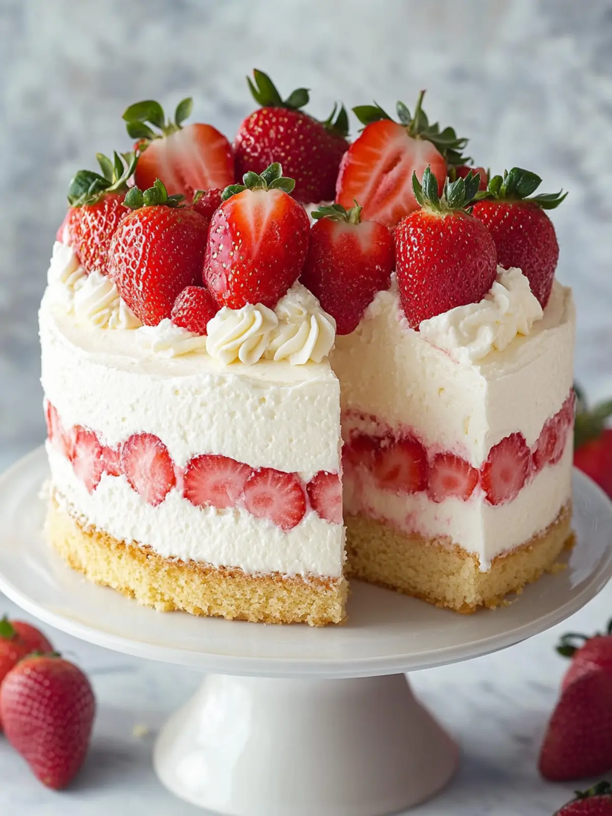 Indulge in Strawberries and Cream Cheesecake Cake Bliss 2 Strawberries and Cream Cheesecake Cake