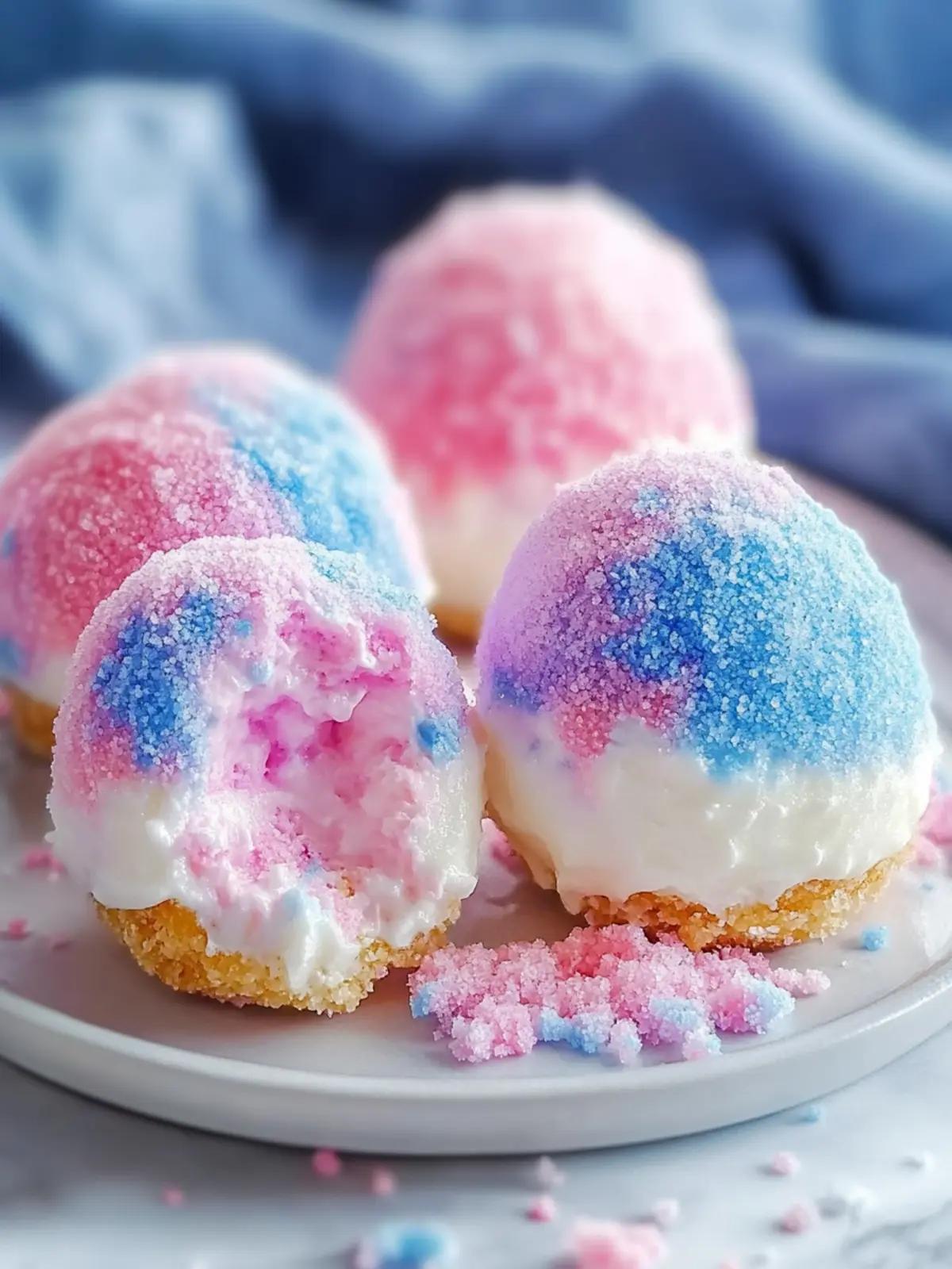 Crispy Cotton Candy Cheesecake Bombs