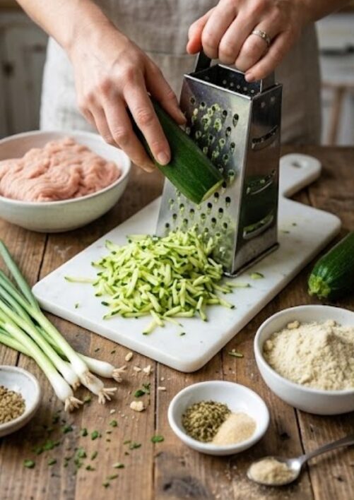 Grated zucchini for chicken poppers