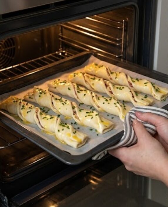 Savory Cheese and Beef Pastry Twists 5 Golden cheese and beef pastry twists