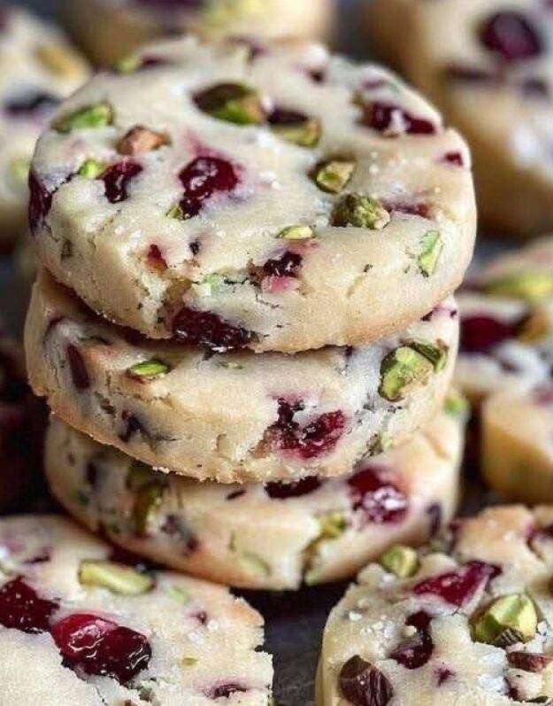Zero carbs! You can eat as much as you like, with these Cranberry Pistachio Shortbread Cookies