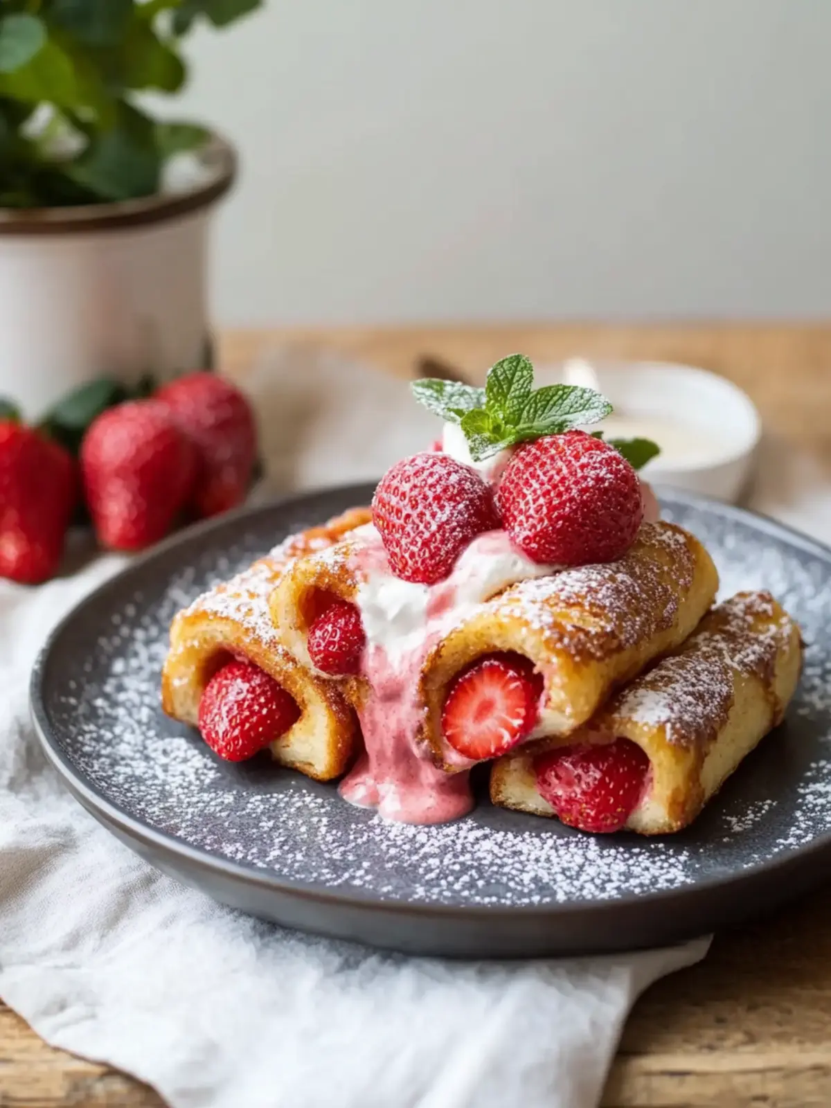 Strawberry Cream Lava French Toast Rolls Recipe