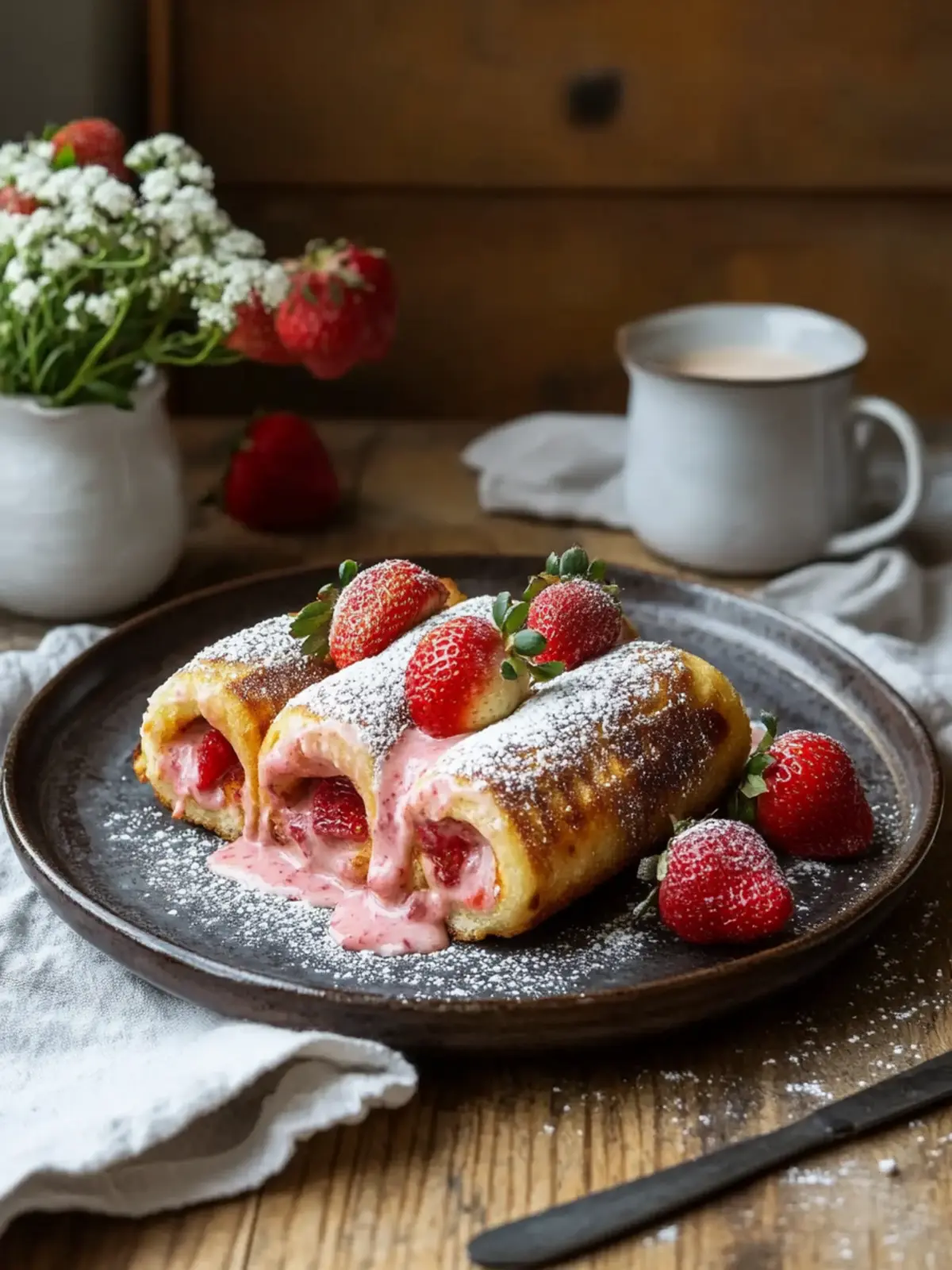 Strawberry Cream Lava French Toast Rolls Recipe