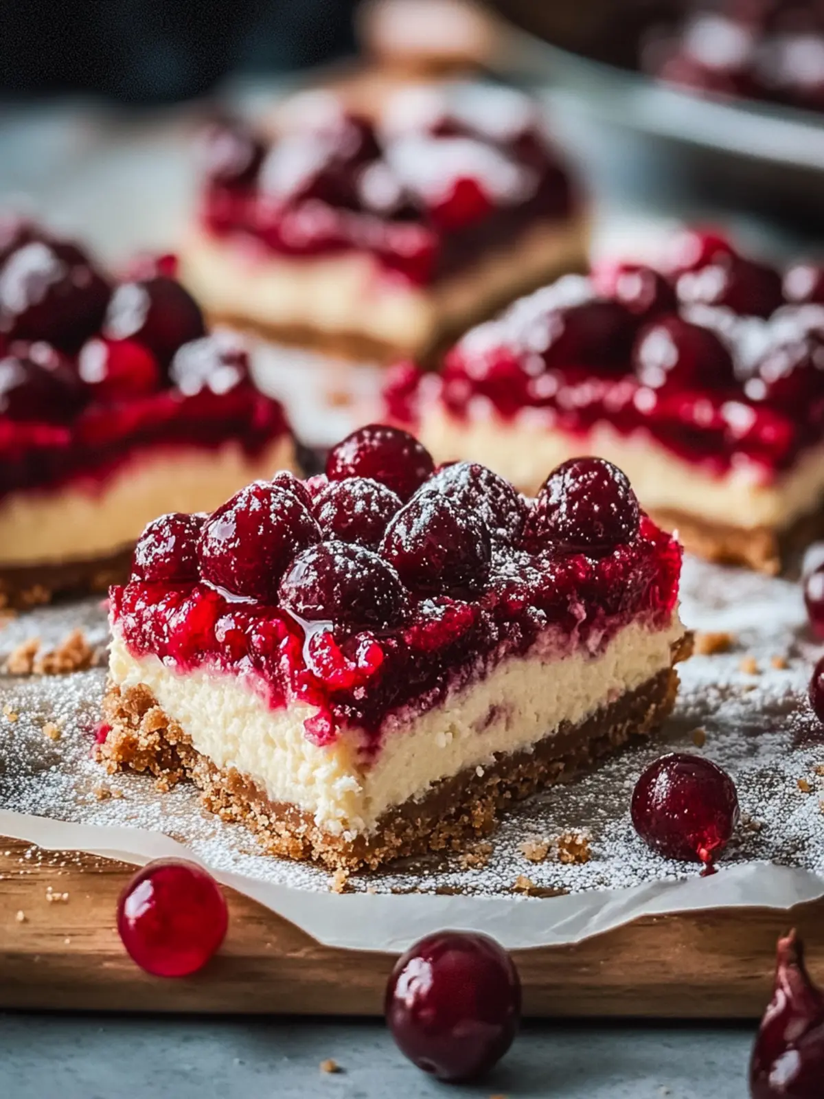 Irresistible Christmas Cherry Cheesecake Bars with Crunchy Streusel 4 Christmas Cherry Cheesecake Bars