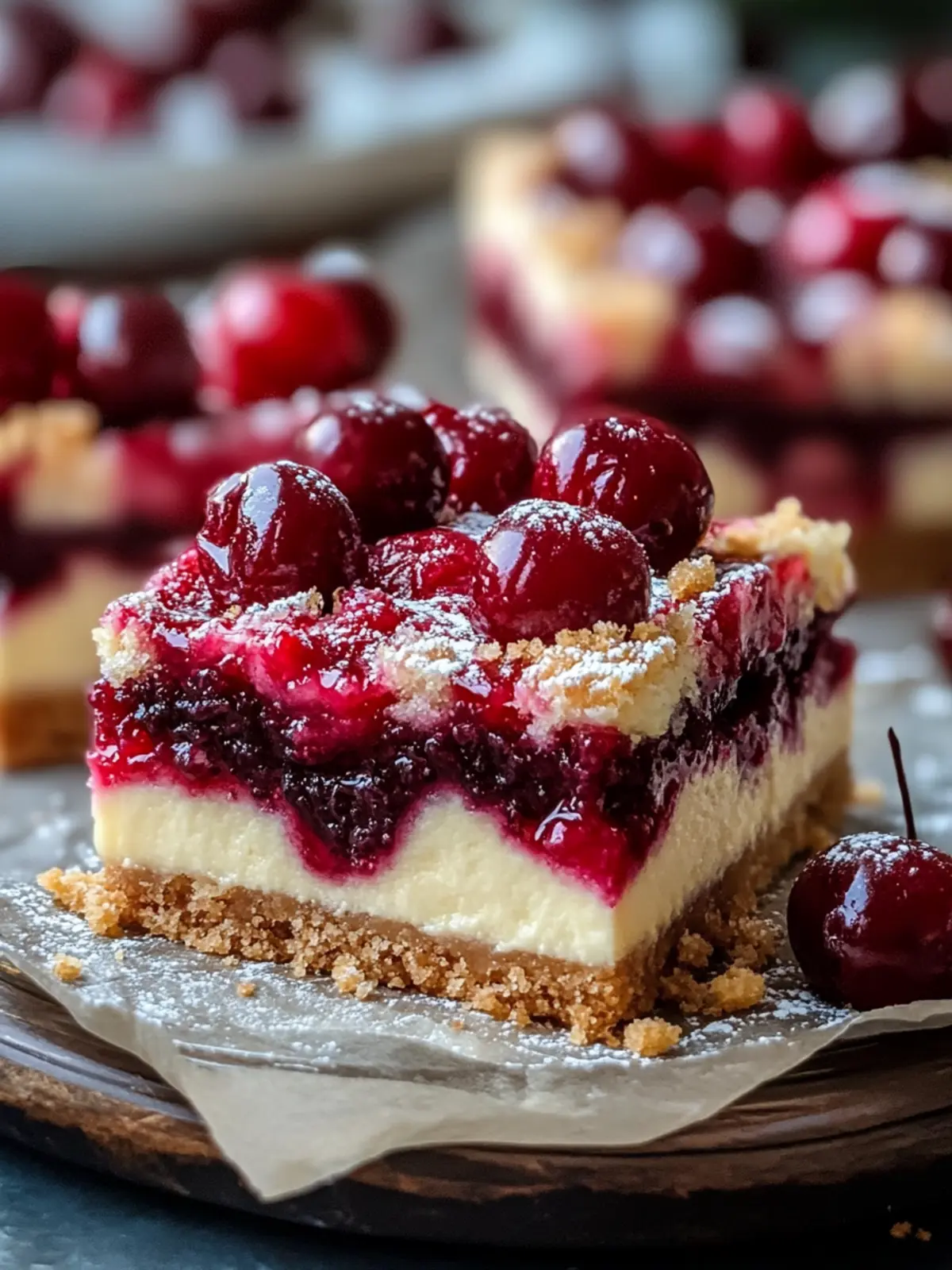 Irresistible Christmas Cherry Cheesecake Bars with Crunchy Streusel 5 Christmas Cherry Cheesecake Bars