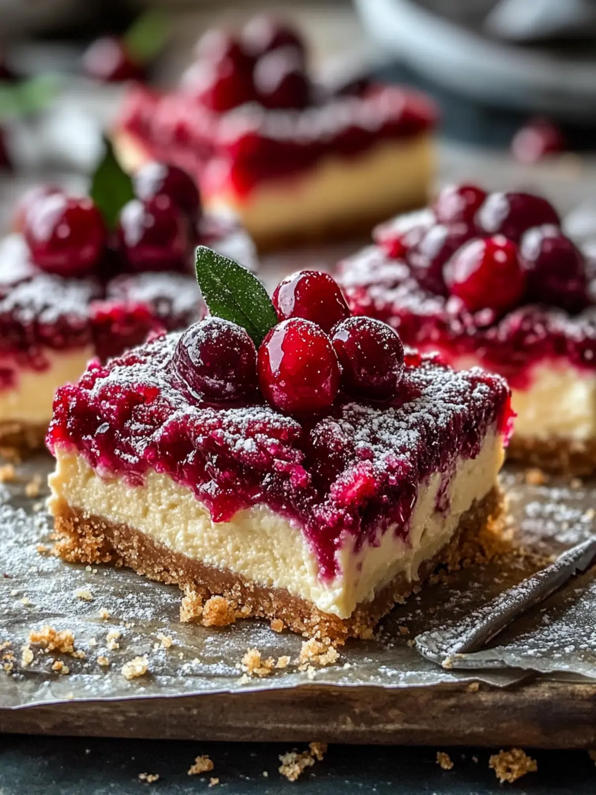 Irresistible Christmas Cherry Cheesecake Bars with Crunchy Streusel 3 Christmas Cherry Cheesecake Bars