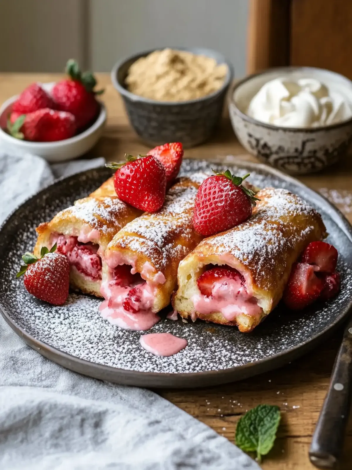 Strawberry Cream Lava French Toast Rolls Recipe